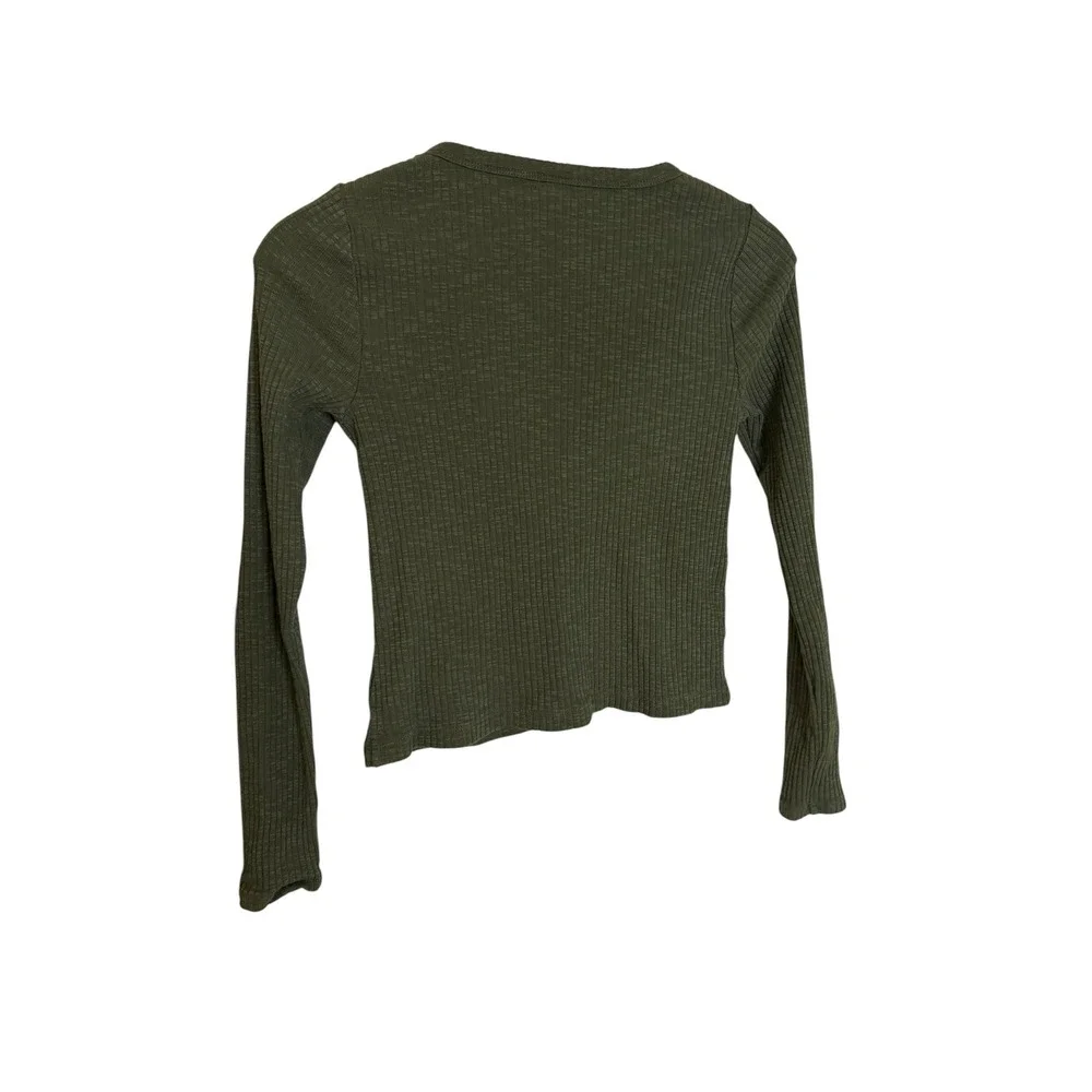 Old Navy Womens Ribbed Long Sleeve V-Neck Cardigan Olive Green Small